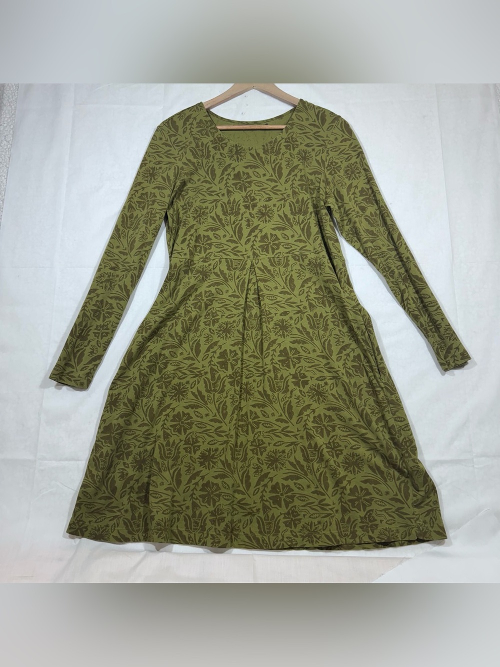 Gudrun Sjoden Jersey Cotton Midi Dress Green Floral Womens Medium Organic Cotton